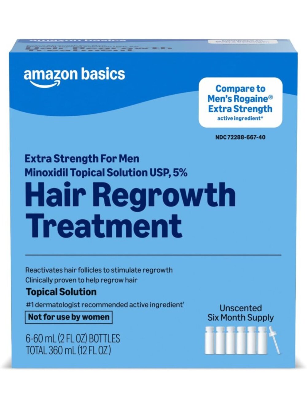 Extra Strength 5% Minoxidil Hair Regrowth Treatment for Men, 12 oz Solution